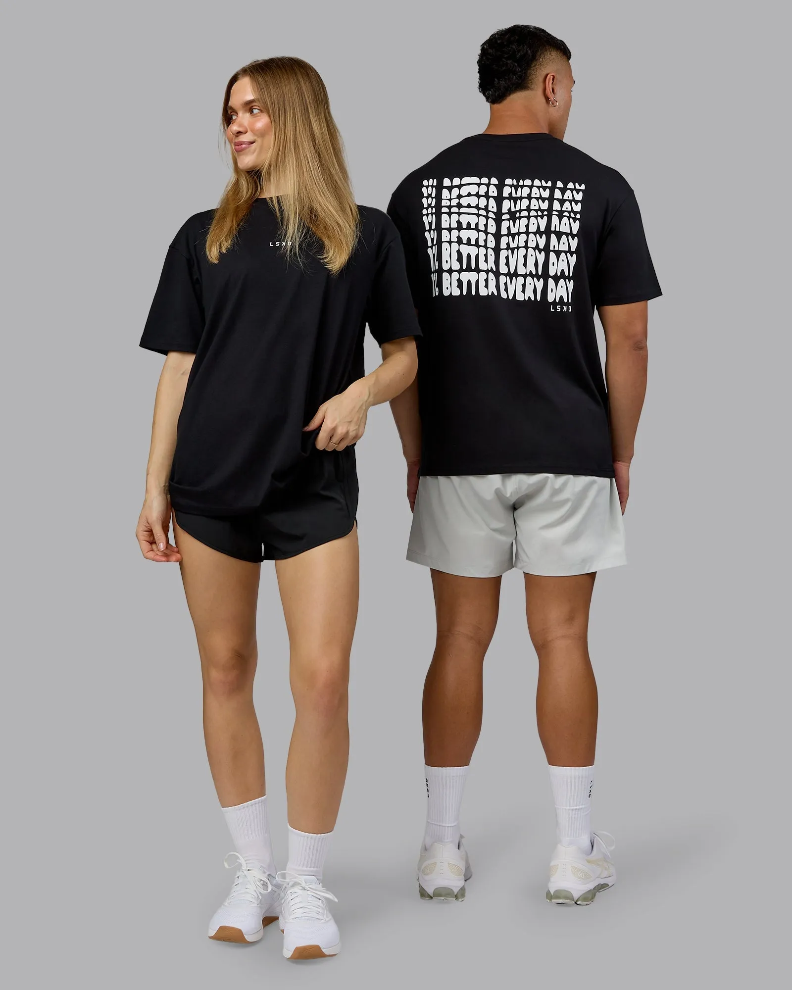 Wide Neck Opening Perfect for Outdoors On Repeat FLXCotton Oversized Tee - Black-White