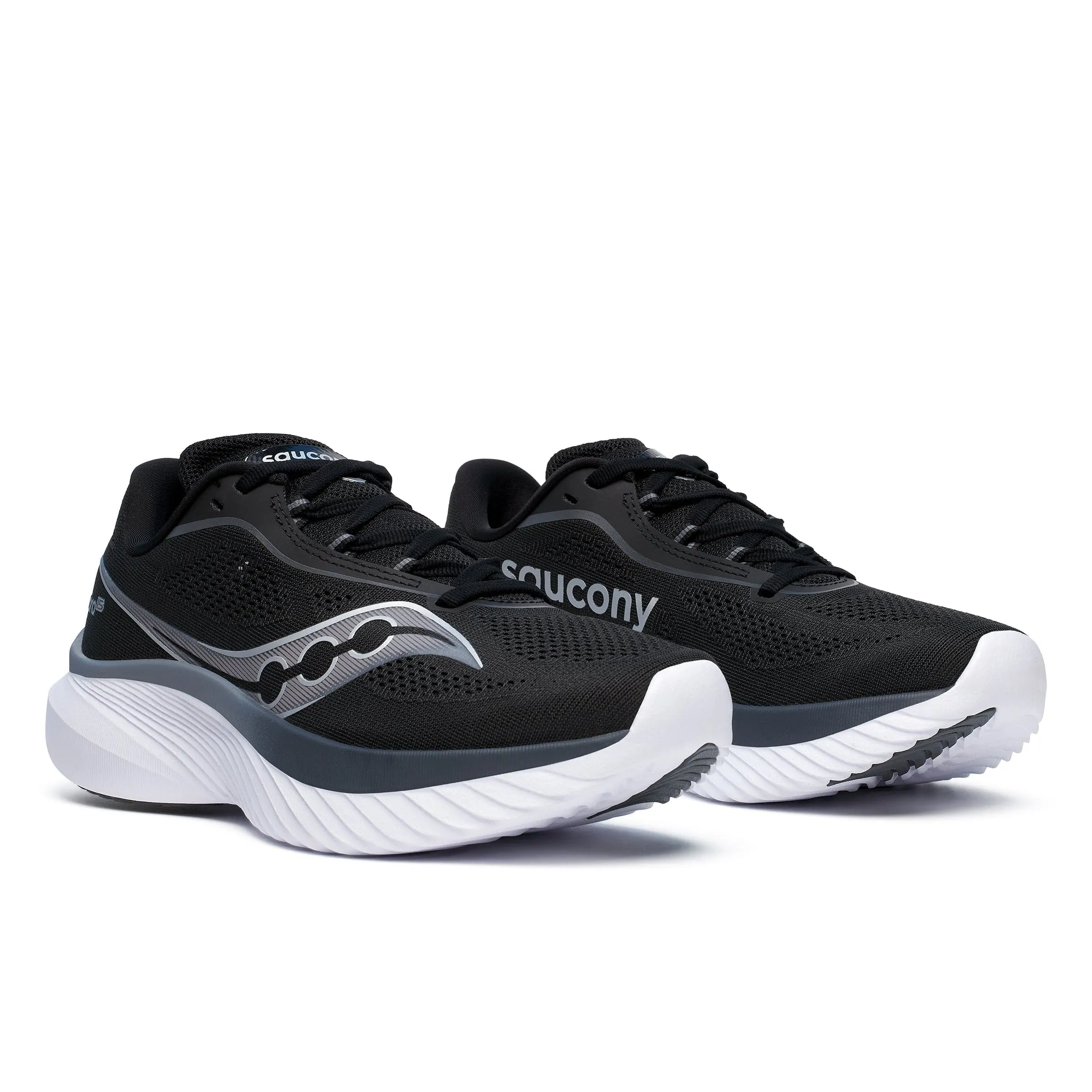 Performance Cushioning Compression Web Exterior Saucony Kinvara 15 Women's Running Shoes in Black/White