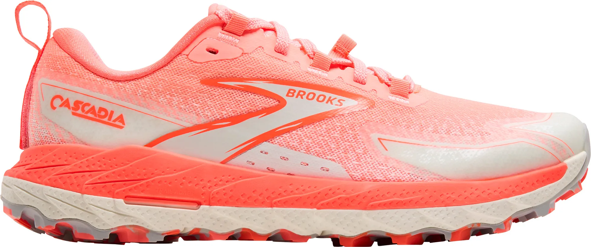 Breathable Knit Structure Compression Web Bracing Brooks Cascadia 18 Womens Trail Running Shoes - Orange