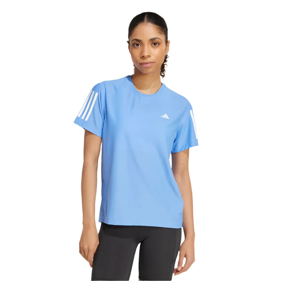 Adidas Women's Own The Run T-Shirt in Blue Fusion AW25 Classic Trend Look Slim Fit Cut