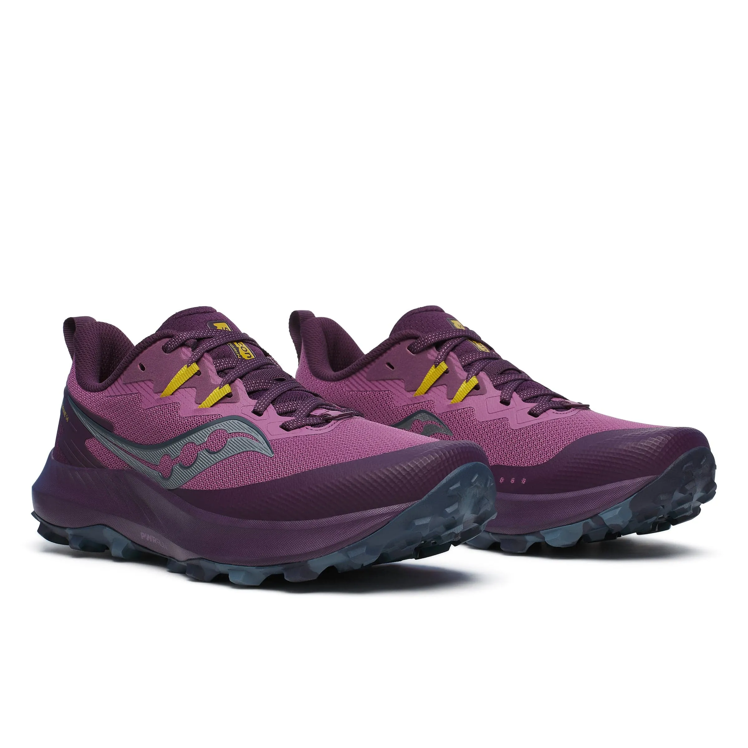 Saucony Women's Peregrine 14 Trail Running Shoes in Plum/Eggplant SS24 day - visibility shoes