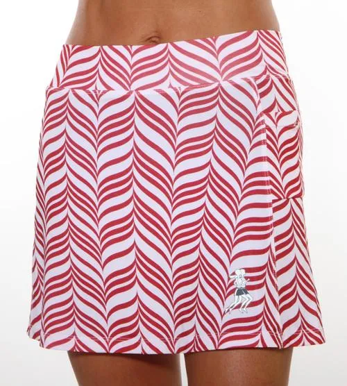 Sheer Overlay Minimalist Style Red and White Candystripe Mini Athletic Skirt (girls size 6-10)