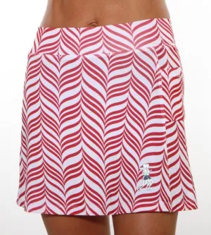 Sheer Overlay Minimalist Style Red and White Candystripe Mini Athletic Skirt (girls size 6-10)
