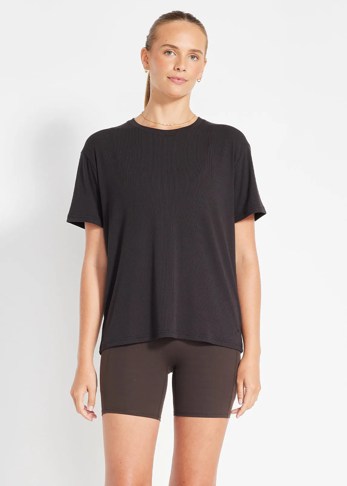 Essential Ribbed Tee Multi Panel Design Stylish Fit