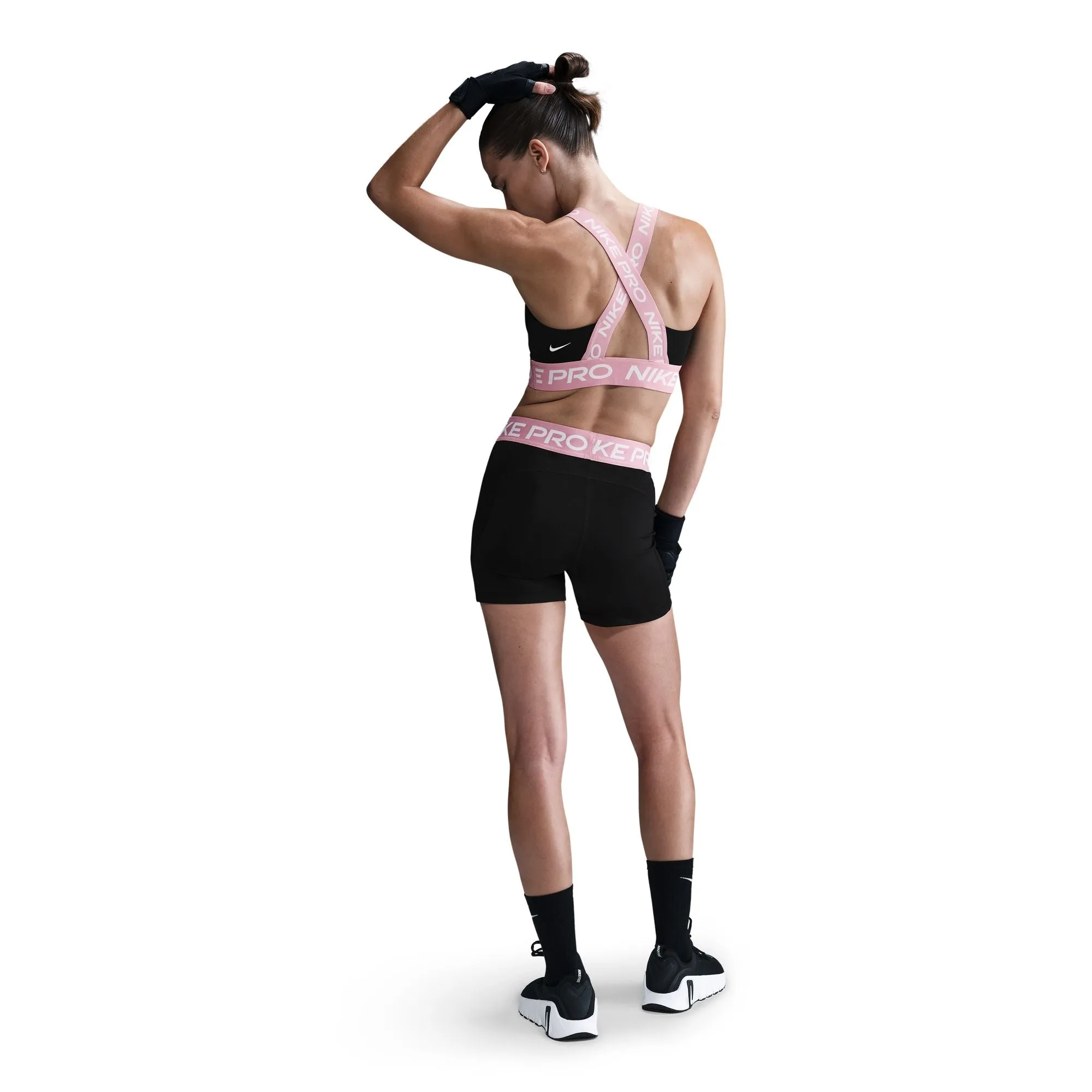 Women's Light-Support Padded Sports Bra Black / Elemental Pink / White Spandex sports outfit