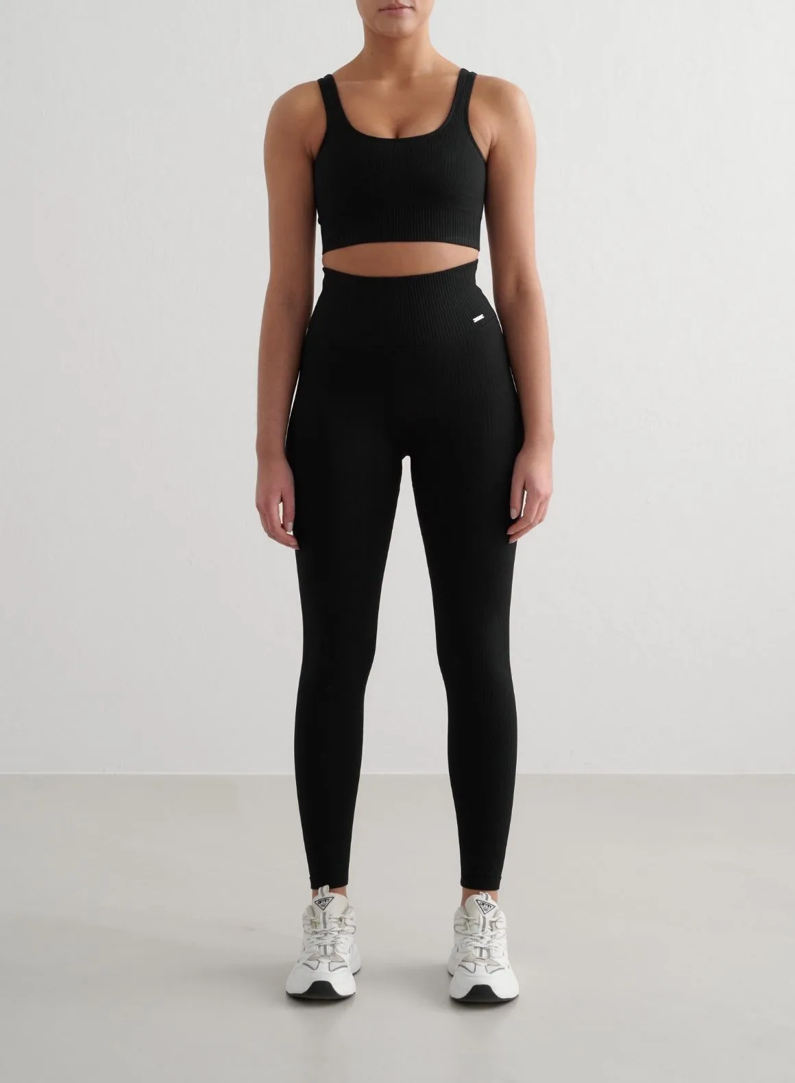 Black Ribbed Seamless Bra Comfortable Support