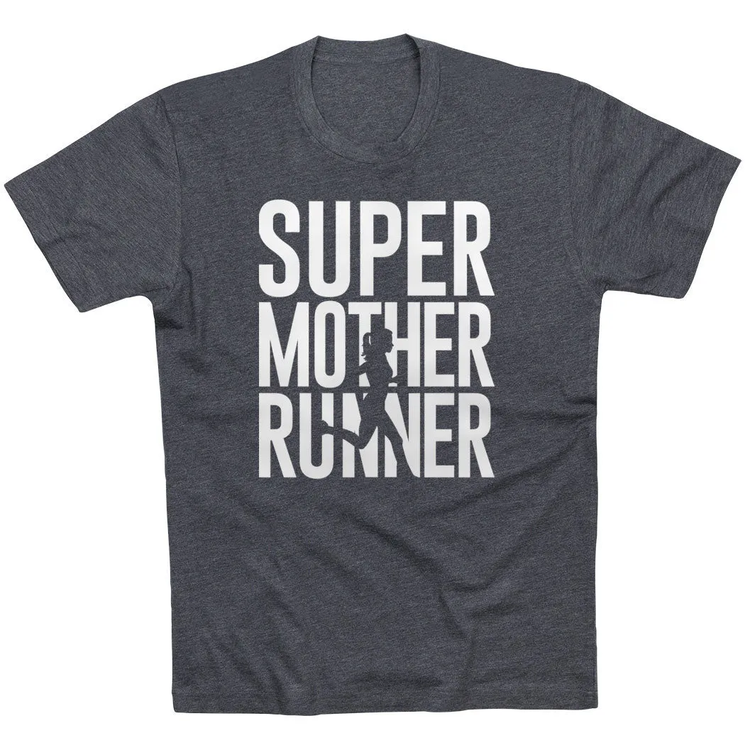 Vintage Wash Effect Distressed Hem Finish Running Short Sleeve T-Shirt - Super Mother Runner