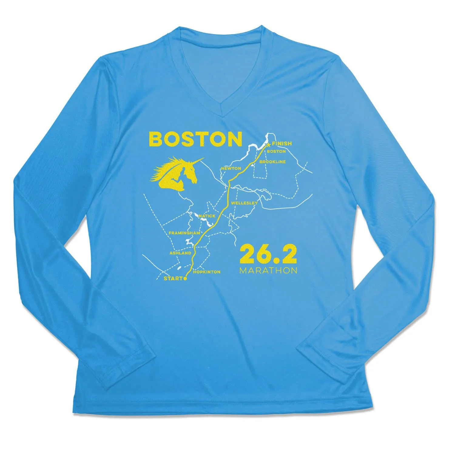 Women's Long Sleeve Tech Tee - Boston Route Chic Design