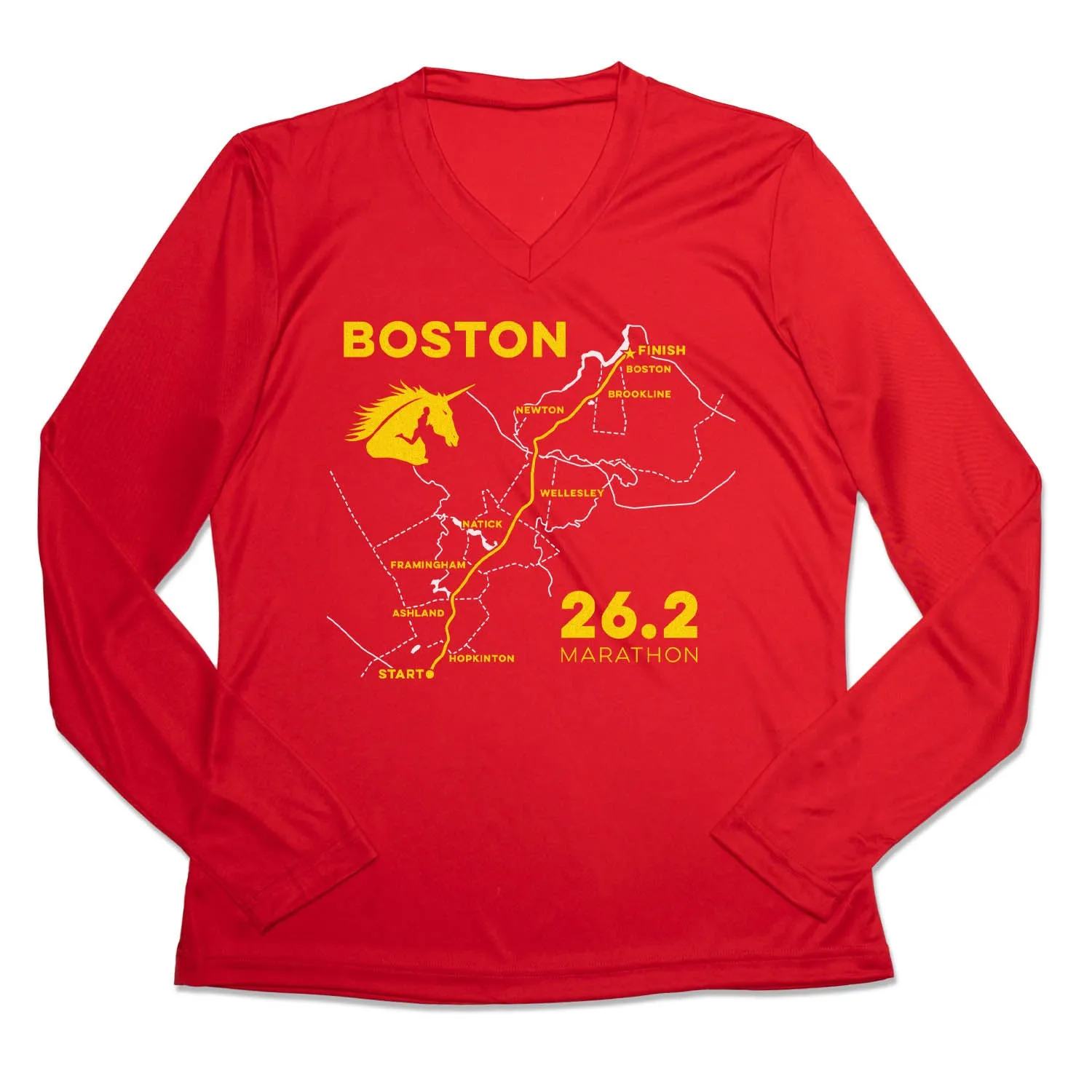 Odor Resistant Treatment Modern Design Women's Long Sleeve Tech Tee - Boston Route