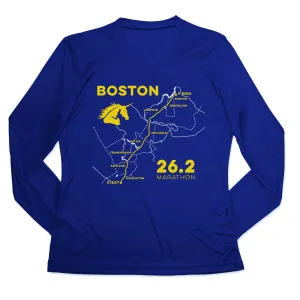 Raw Hem Finish Effortless Wear Women's Long Sleeve Tech Tee - Boston Route