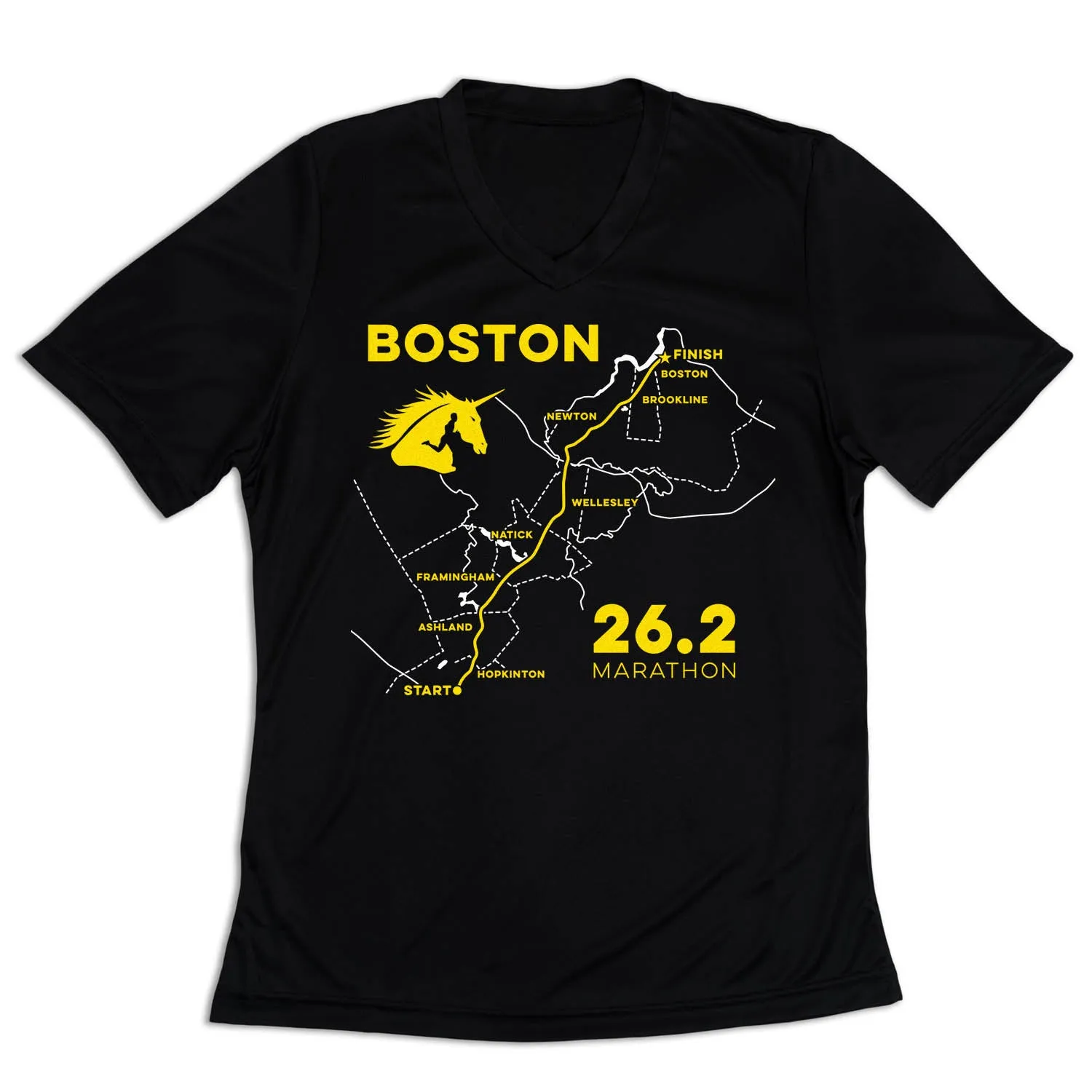 Women's Short Sleeve Tech Tee - Boston Route Sporty Comfort Wear Everyday Style Trend