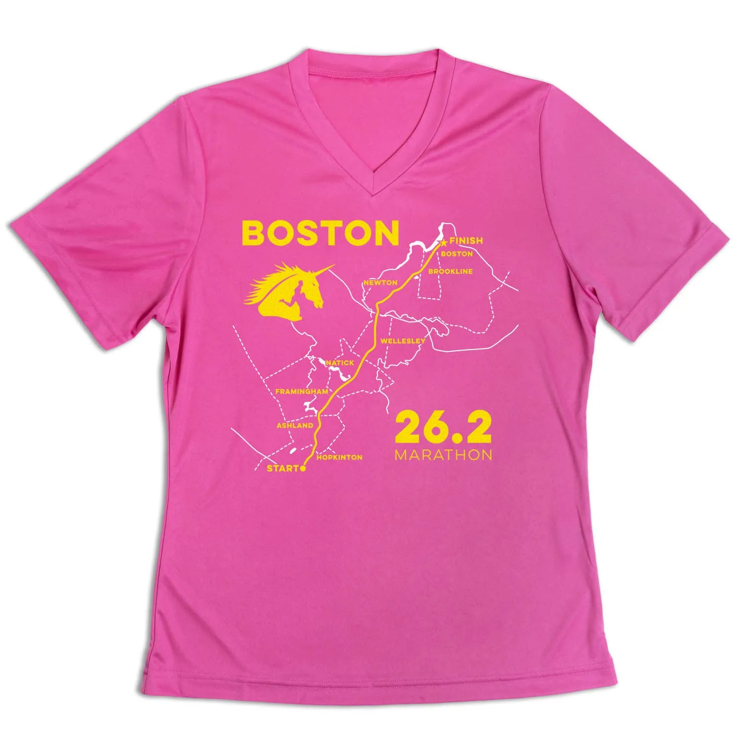Women's Short Sleeve Tech Tee - Boston Route Breathable Comfort Wear GentleWashResistance