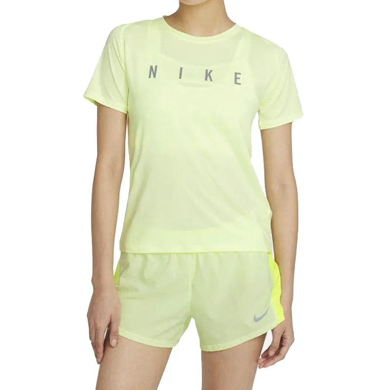 Nike Miler Run Division Short Sleeve Women's Running Tee - Barely Volt/Reflective Silver Chill Comfort Wear Comfort Style