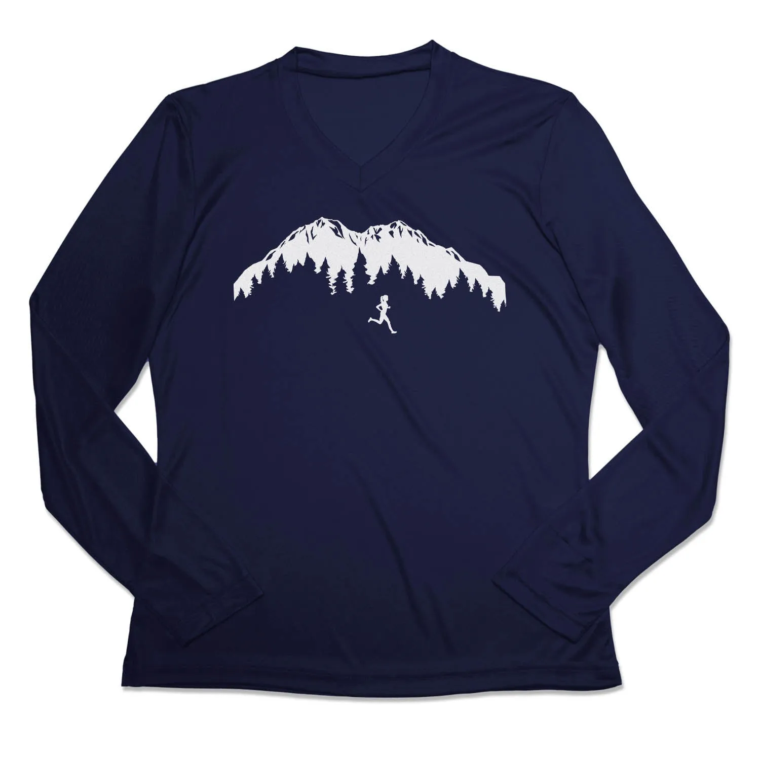Classic Vibes Women's Long Sleeve Tech Tee - Trail Runner in the Mountains