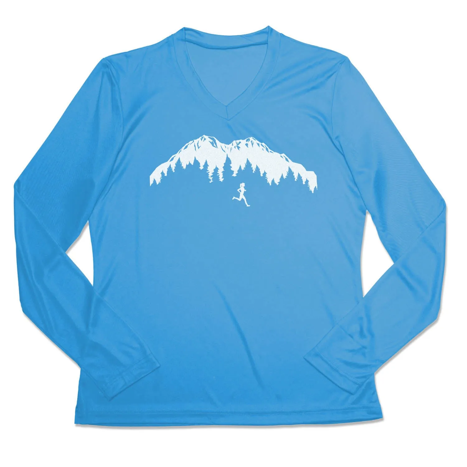 Sustainable Textile Textured Surface Women's Long Sleeve Tech Tee - Trail Runner in the Mountains