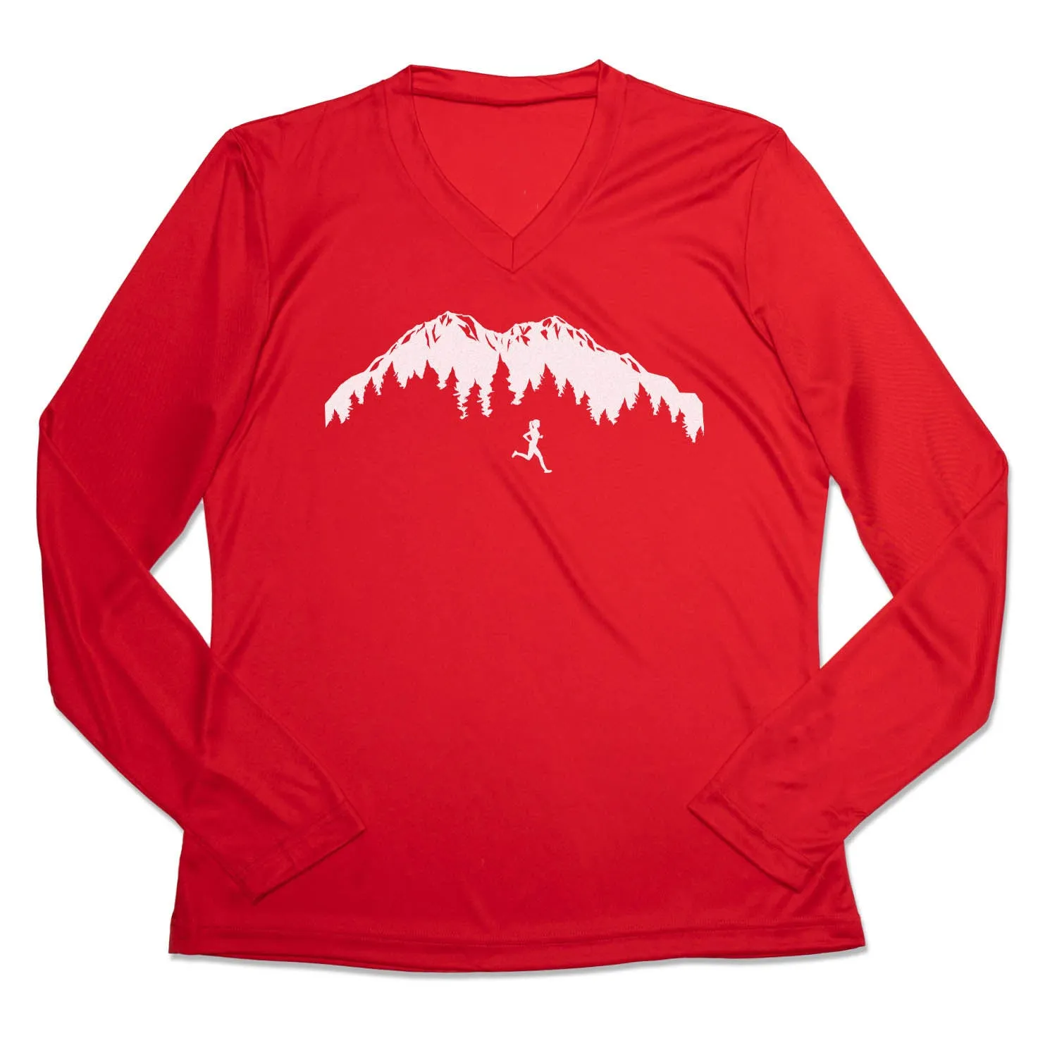 Relax Style Trend DoubleStitched Seams Women's Long Sleeve Tech Tee - Trail Runner in the Mountains
