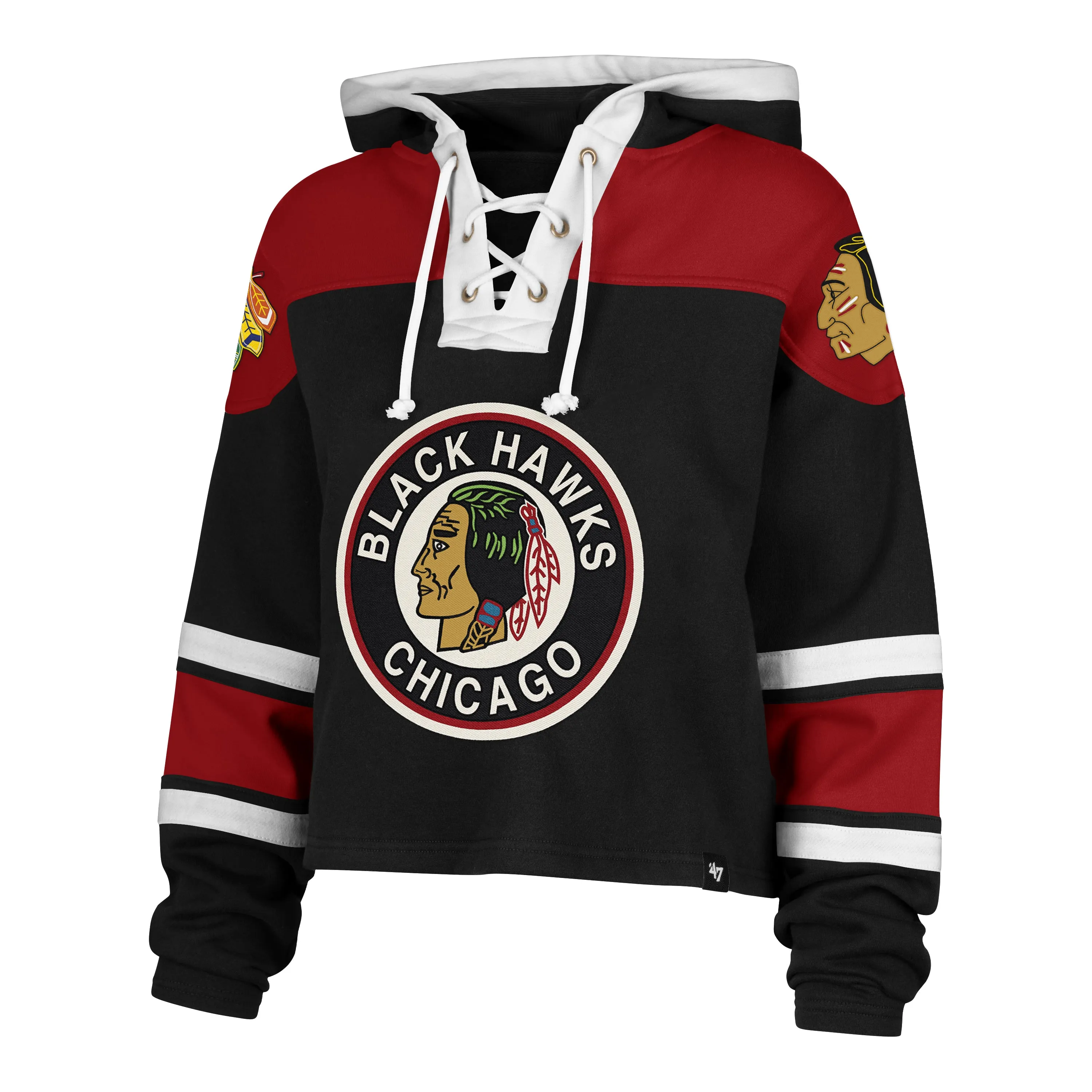 Elegant Coat CHICAGO BLACKHAWKS VINTAGE CROPPED SUPERIOR '47 LACER HOOD WOMENS