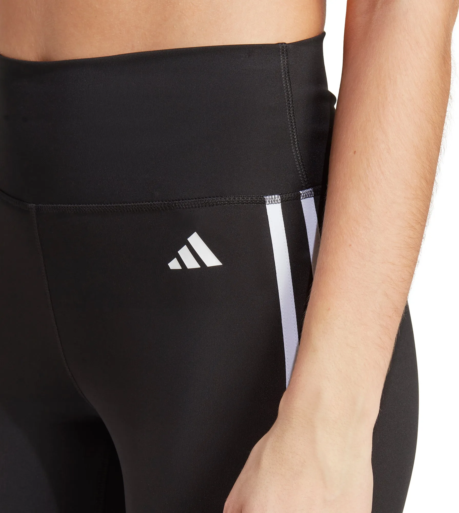 anti slip grip Sporty Comfort adidas Train Essentials 3 Stripes Womens 3/4 Capri Training Tights - Black