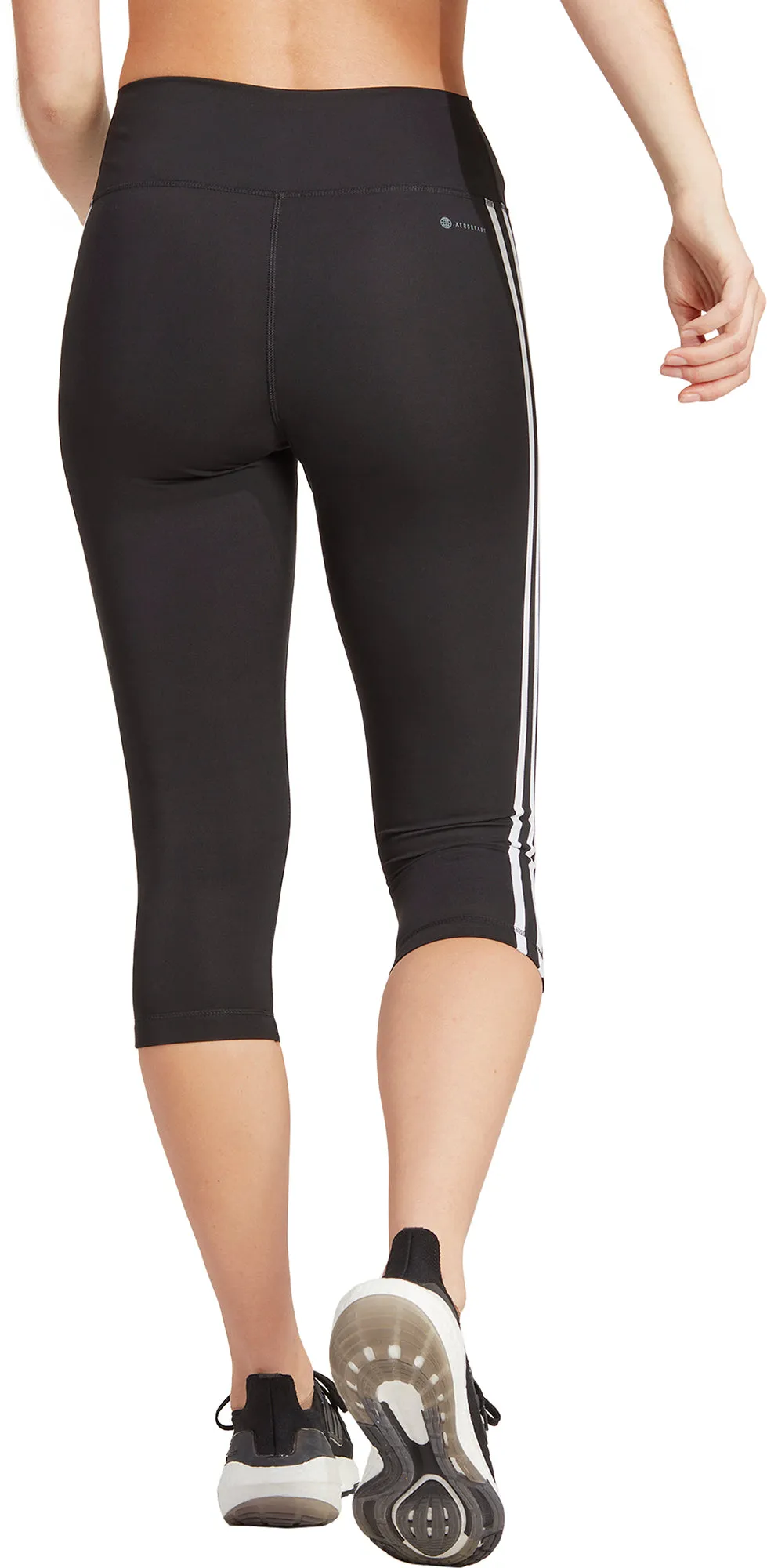 adidas Train Essentials 3 Stripes Womens 3/4 Capri Training Tights - Black Comfort Seeker Soft Touch High Waist Summer Wear