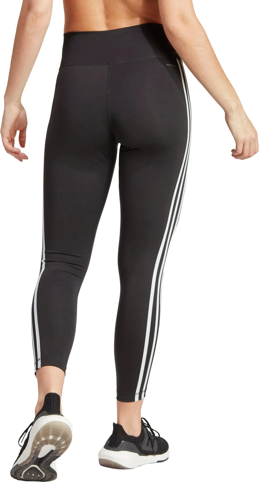 adidas Train Essentials 3 Stripes Womens 7/8 Training Tights - Black Non-Restrictive Stretch Active Comfort