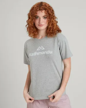 Kathmandu Logo Women's Short Sleeve T-shirt - Light Grey Marle Versatile and Stylish
