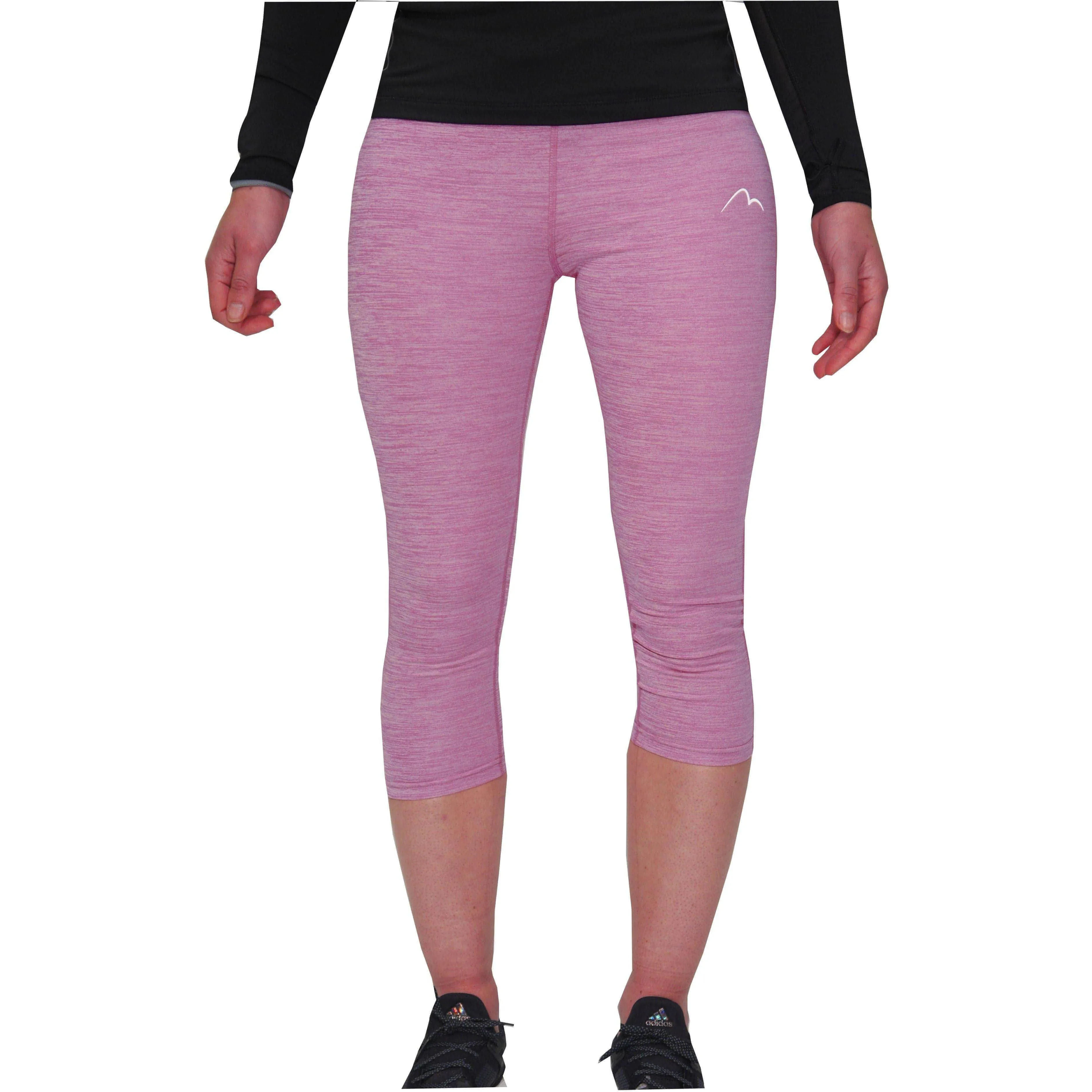 Airy Feel More Mile Heather Womens 3/4 Capri Running Tights - Pink