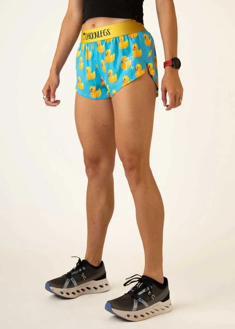 Solid Color Warm Days Women's Rubber Ducky 1.5" Split Shorts