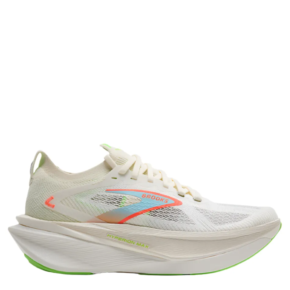 Brooks Women's Hyperion Max 3 Running Shoes in Coconut/Green Gecko/Pink Clay AW25 reduce fatigue
