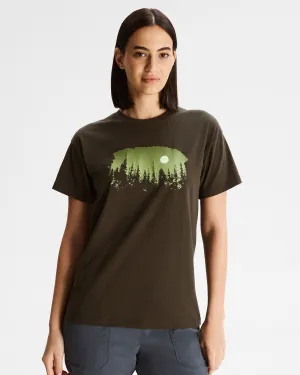 Women's Tree Line Organic Cotton T-shirt - Dark Moss Sublimation Resistant Fabric