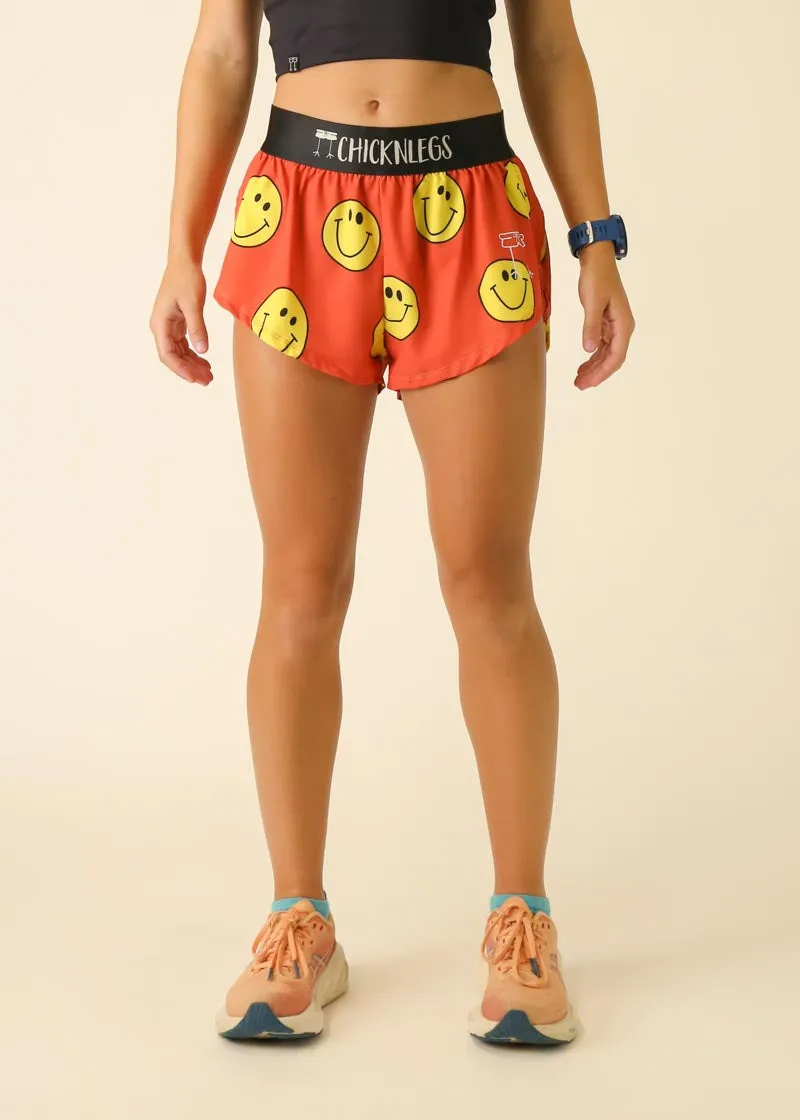 Women's Smiley 1.5" Split Shorts Playful Style food industry