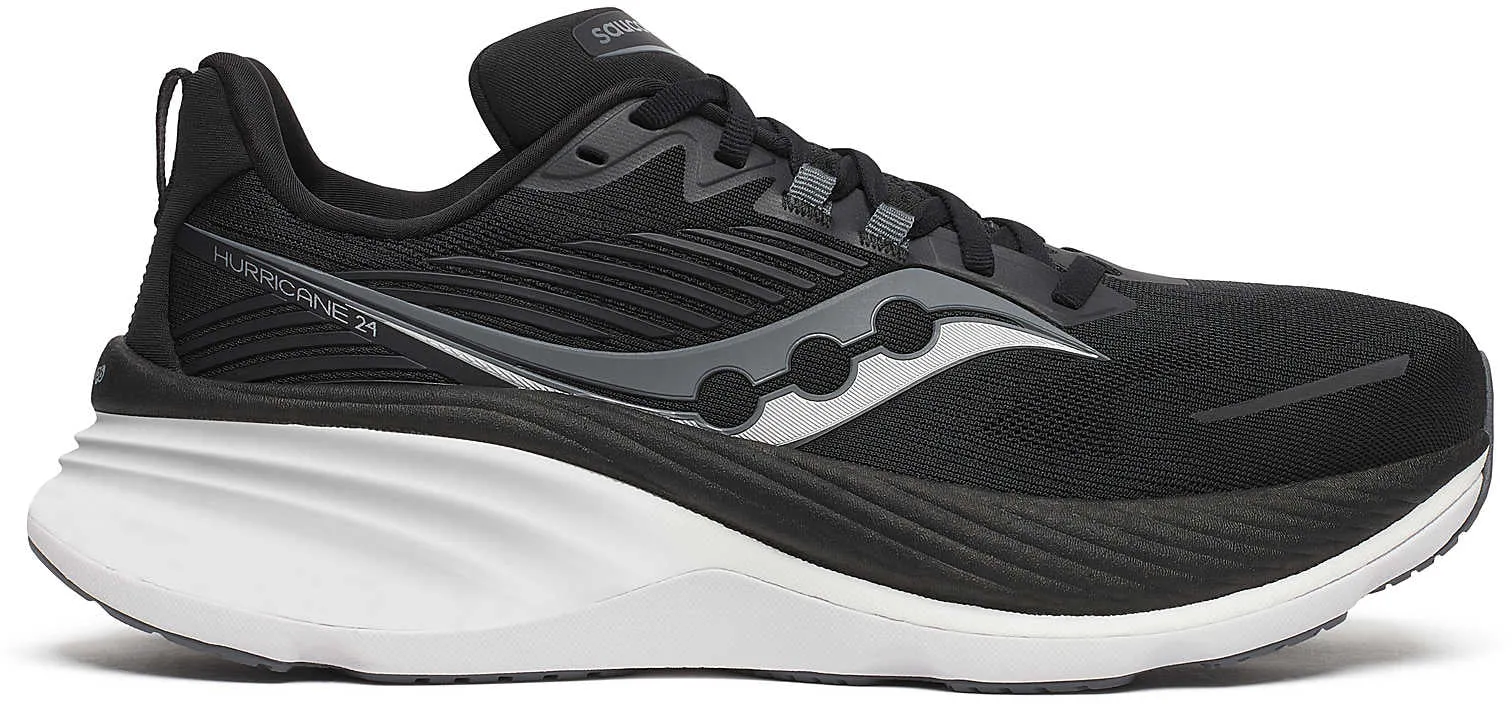 Cushioned EVA Saucony Hurricane 24 Mens Running Shoes - Black