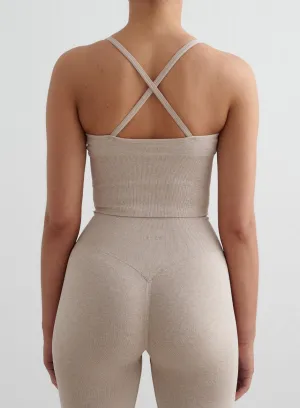 Ultra Soft NoiseReducing Material Beige Melange Shape Seamless Cross Back Bralette