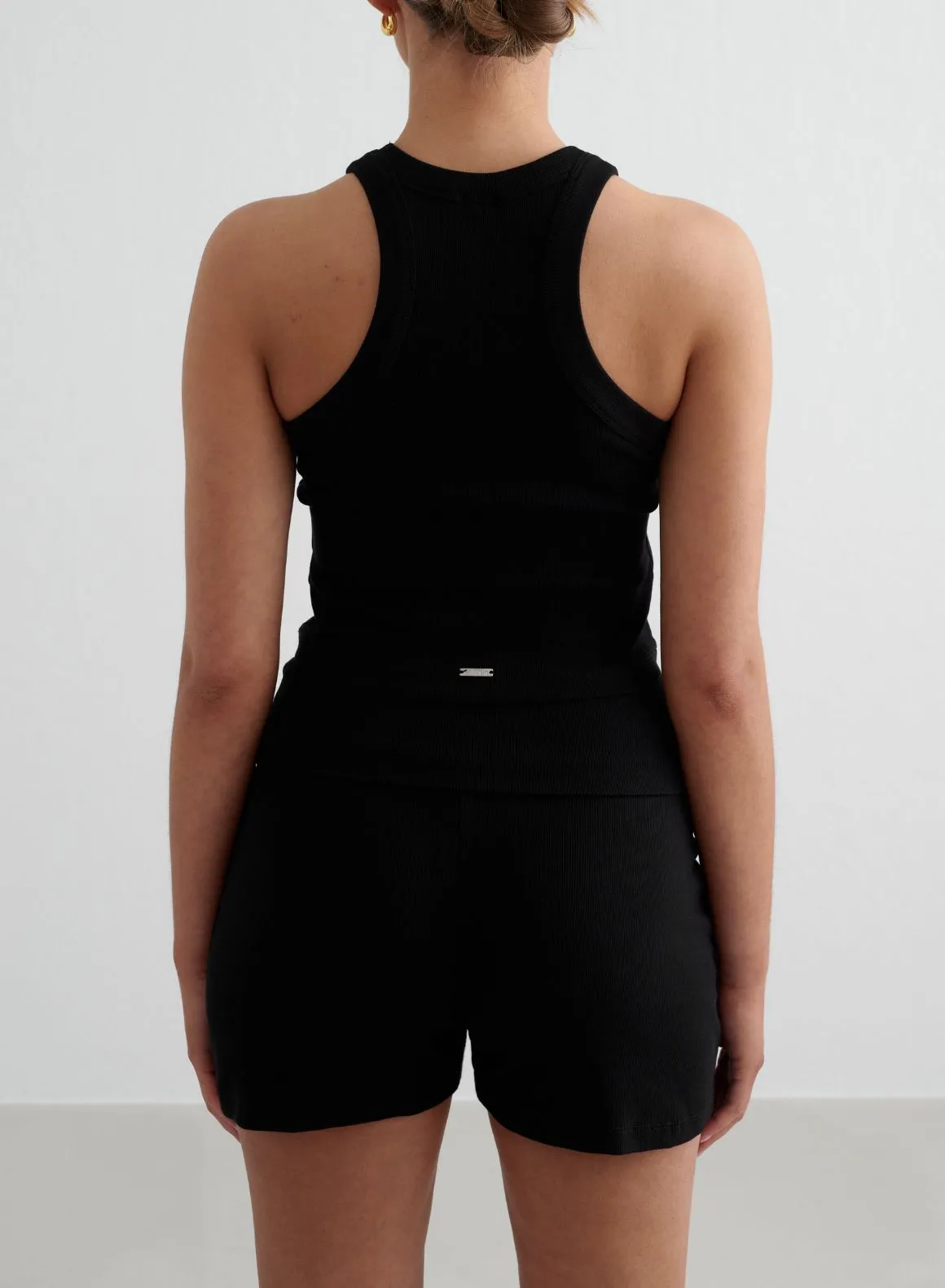 Black Ease Ribbed Tank Top snowfield Dimension - appropriate
