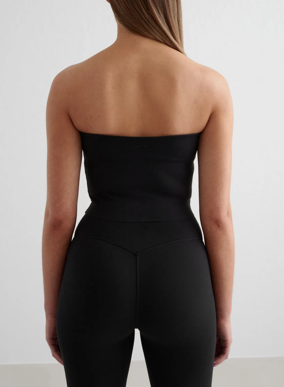 Bound Edges Black Sense Capri Tights & Tube Bralette Set