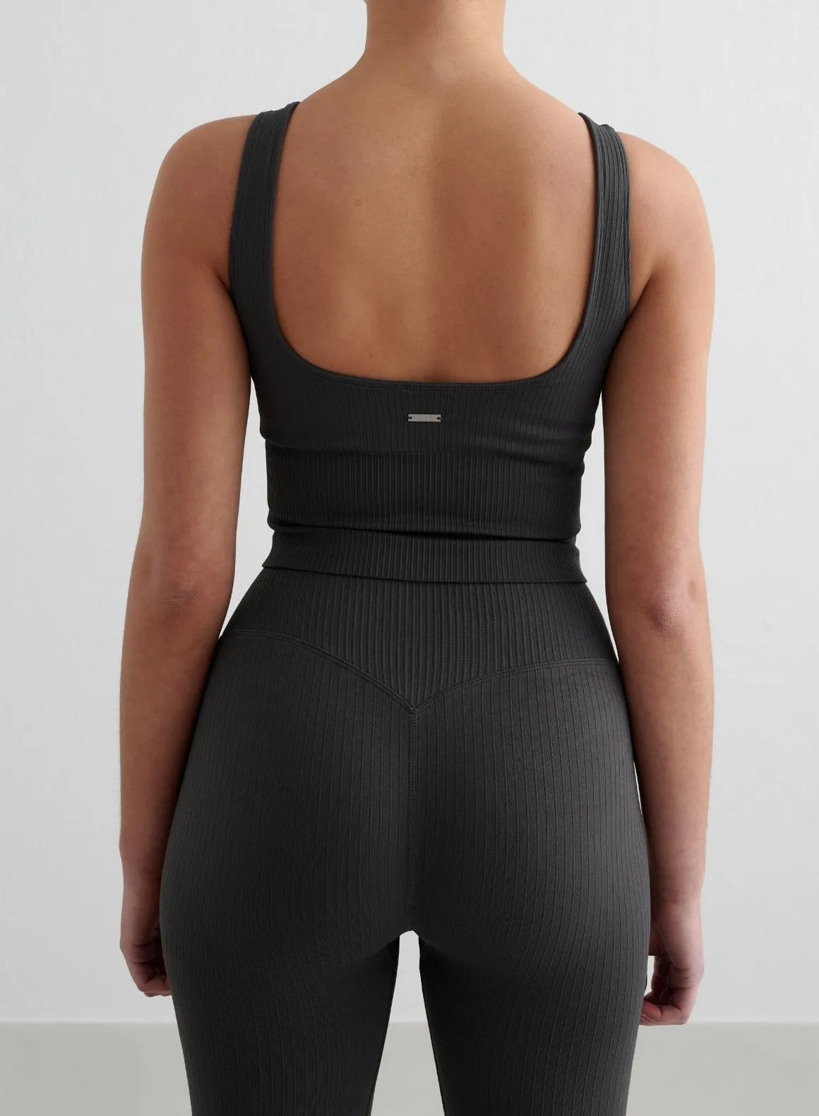 Shadow Grey Ribbed Seamless Shaping Bralette Performance knit Flexible Fabric