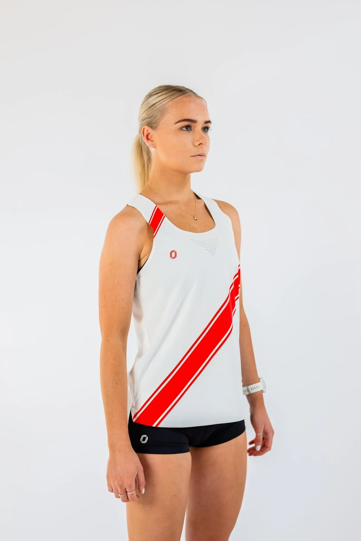 Victory Speed Tech Singlet Red & White For Women State - of - the - art