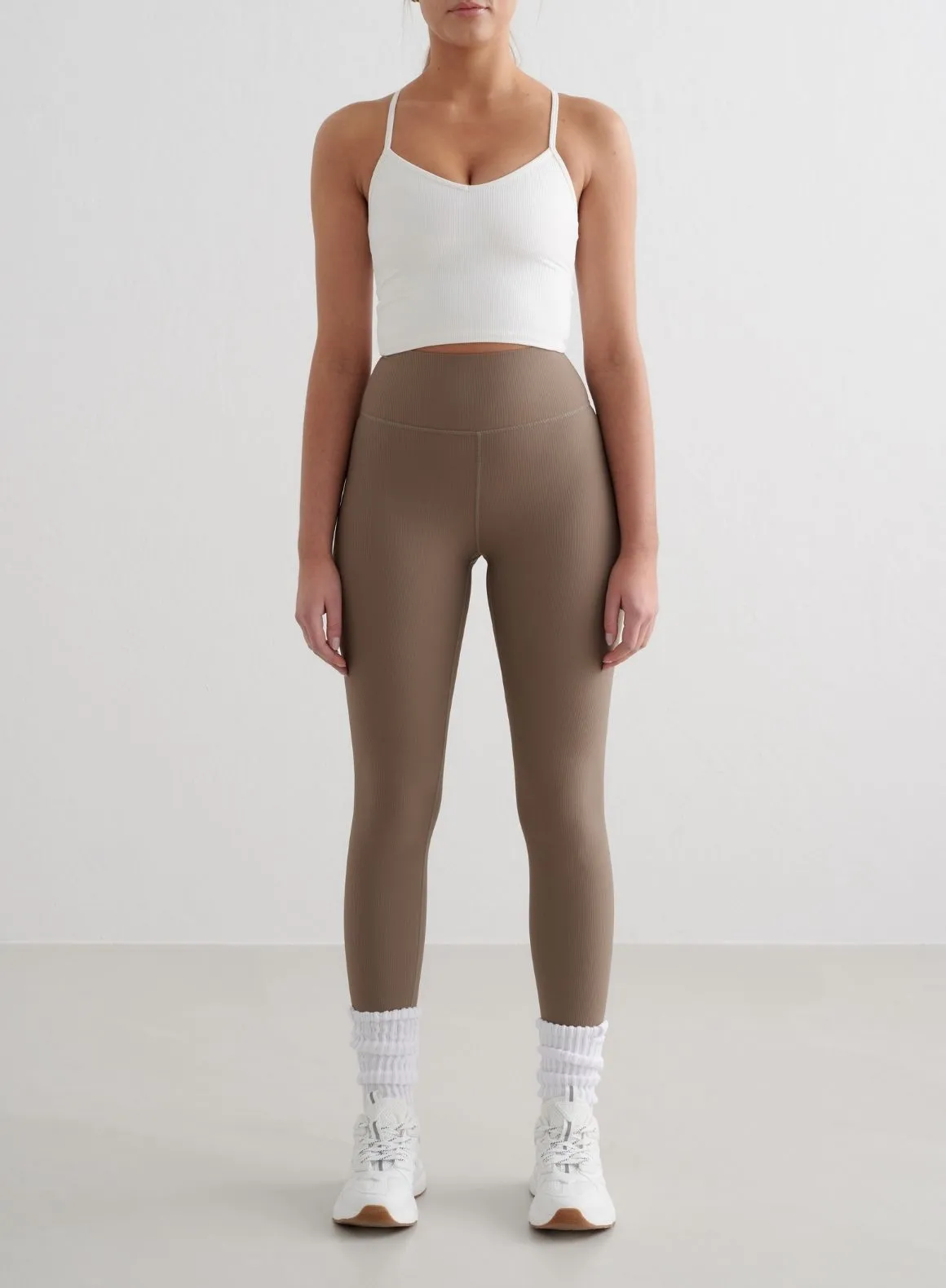 Ultra Soft mobile White Ribbed Performance Bralette