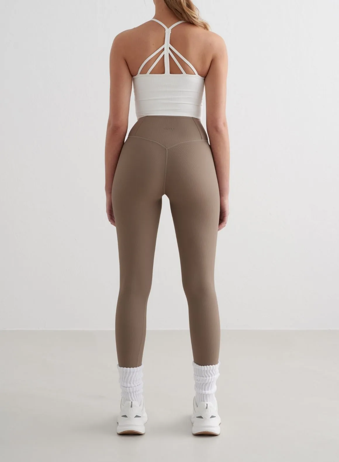 White Ribbed Performance Bralette shock - absorbing