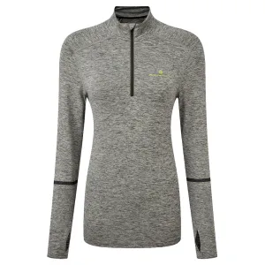 Cozy Wear Design Ronhill Life Night Runner Halfzip Long Sleeve Women's Running Top - Khaki Marl/Citrus