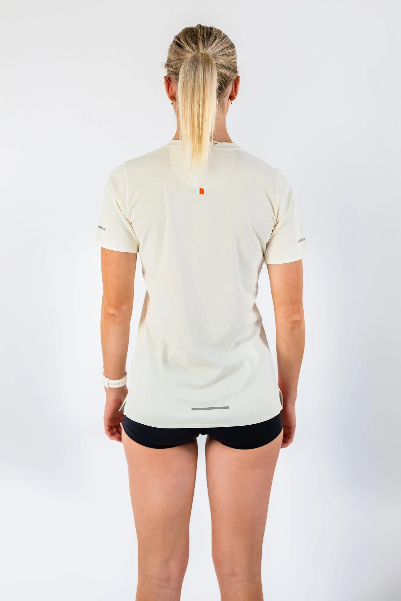 Victory Speed Tech Tee Ivory & Orange For Women All Season Wear Trendy Casual Wear