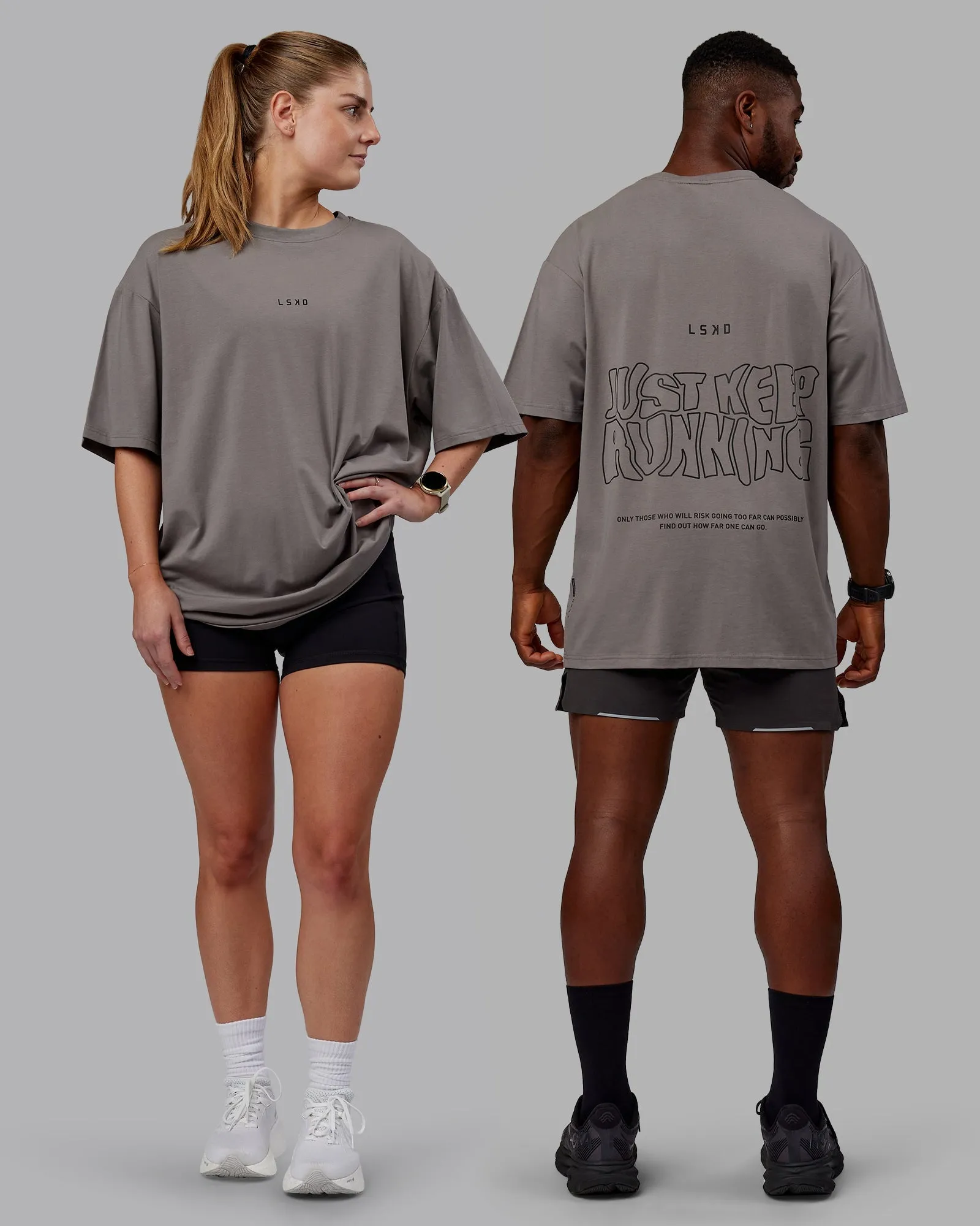 Unisex Leg It FLXCotton Tee Oversize - Storm Front-Black Preppy MinimalBranding