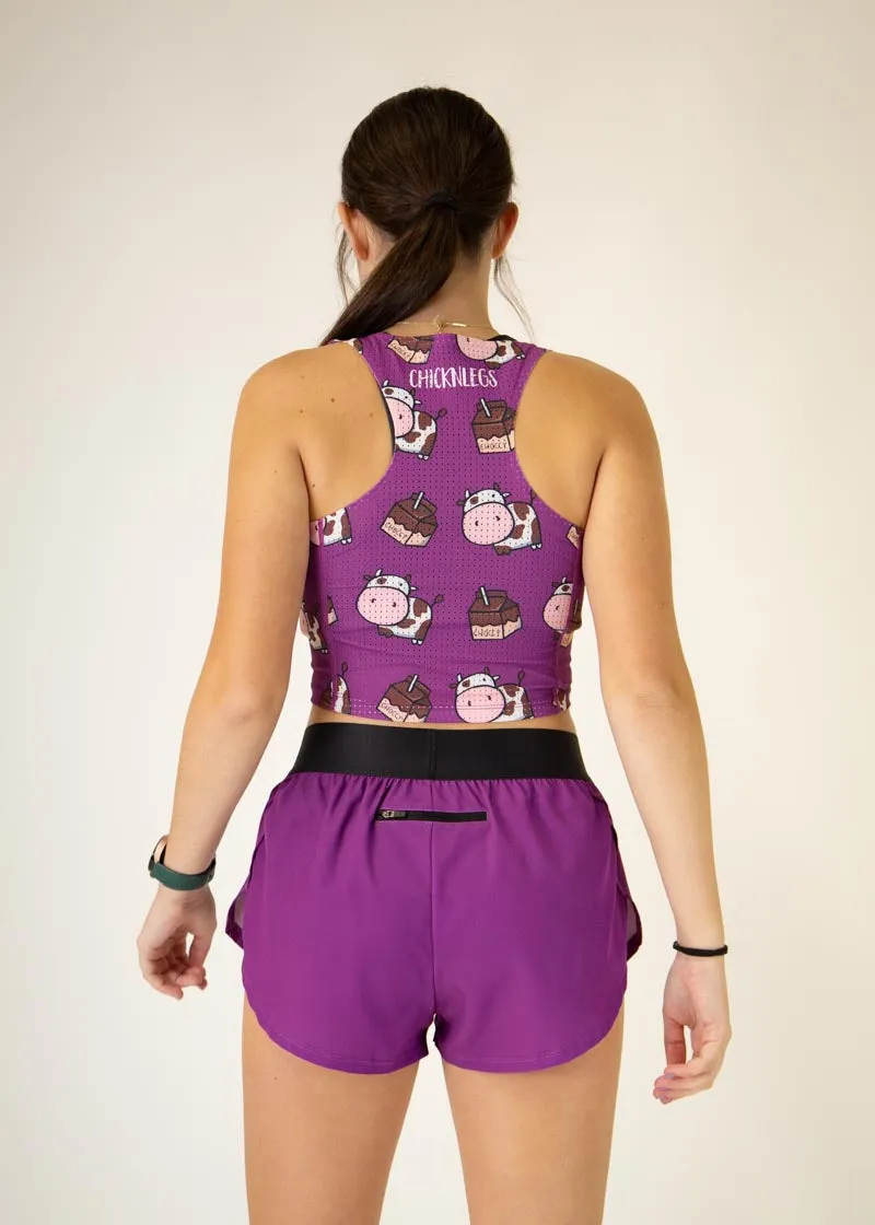 Breakthrough Reinforced Shoulder Structure Choccy Cows PWR Crop Top
