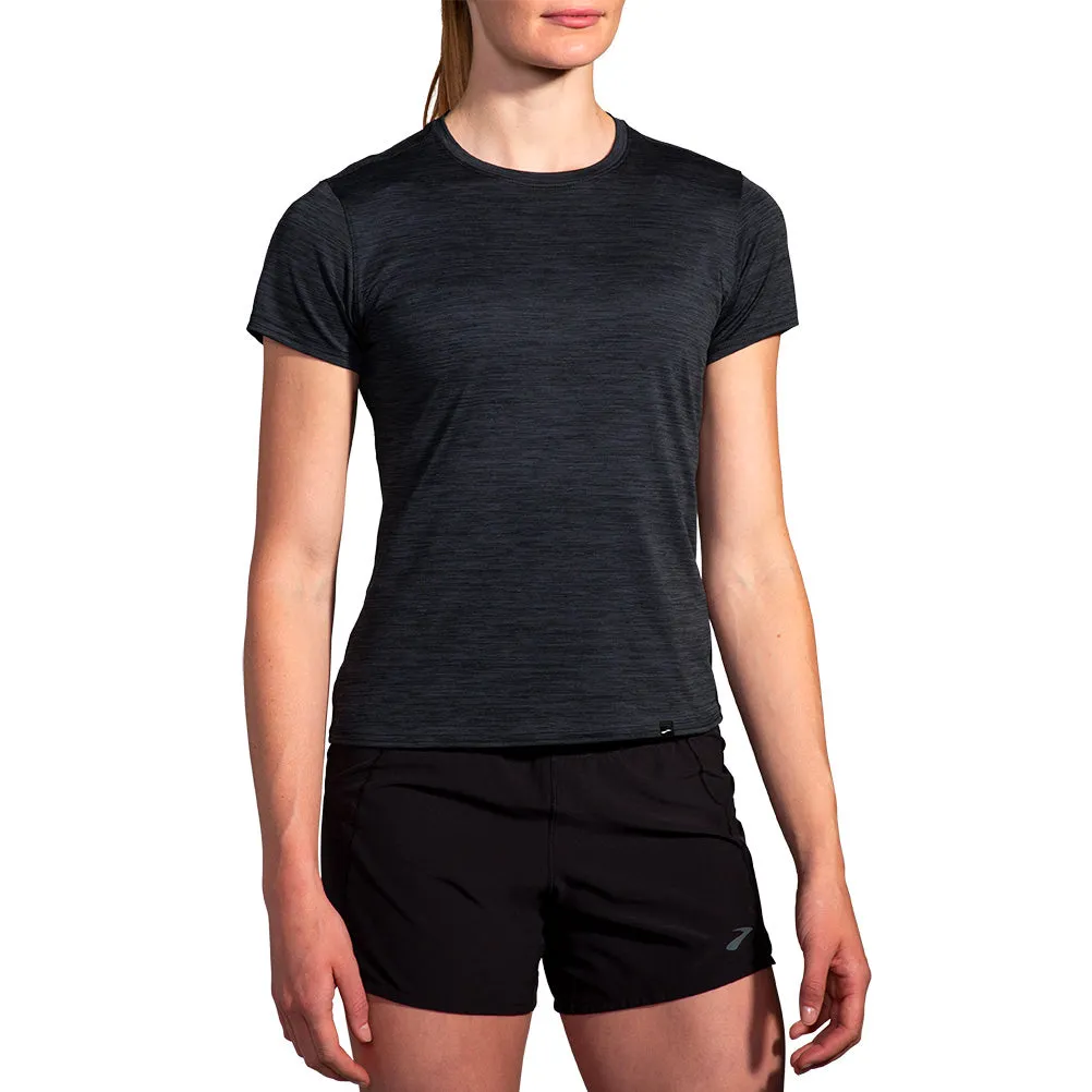 Brooks Luxe Short Sleeve Women's Running Tee - Htr Deep Black Light Style Trend