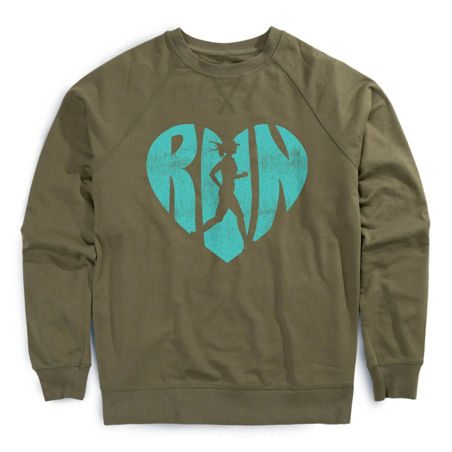 Running Raglan Crew Neck Pullover - Love The Run Spanish Glow Zero Core