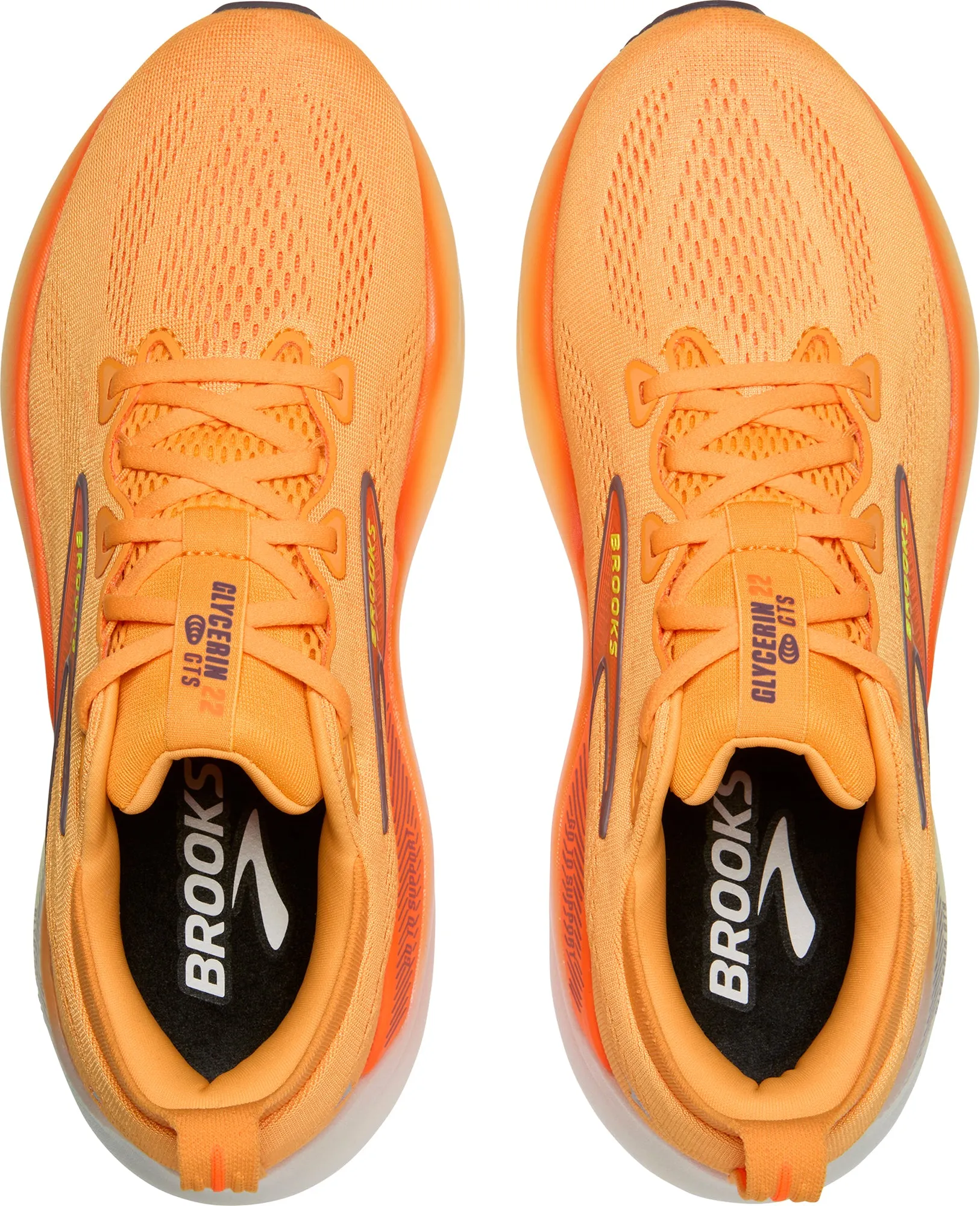Quick Drying Fabric Brooks Glycerin GTS 22 Mens Running Shoes - Orange