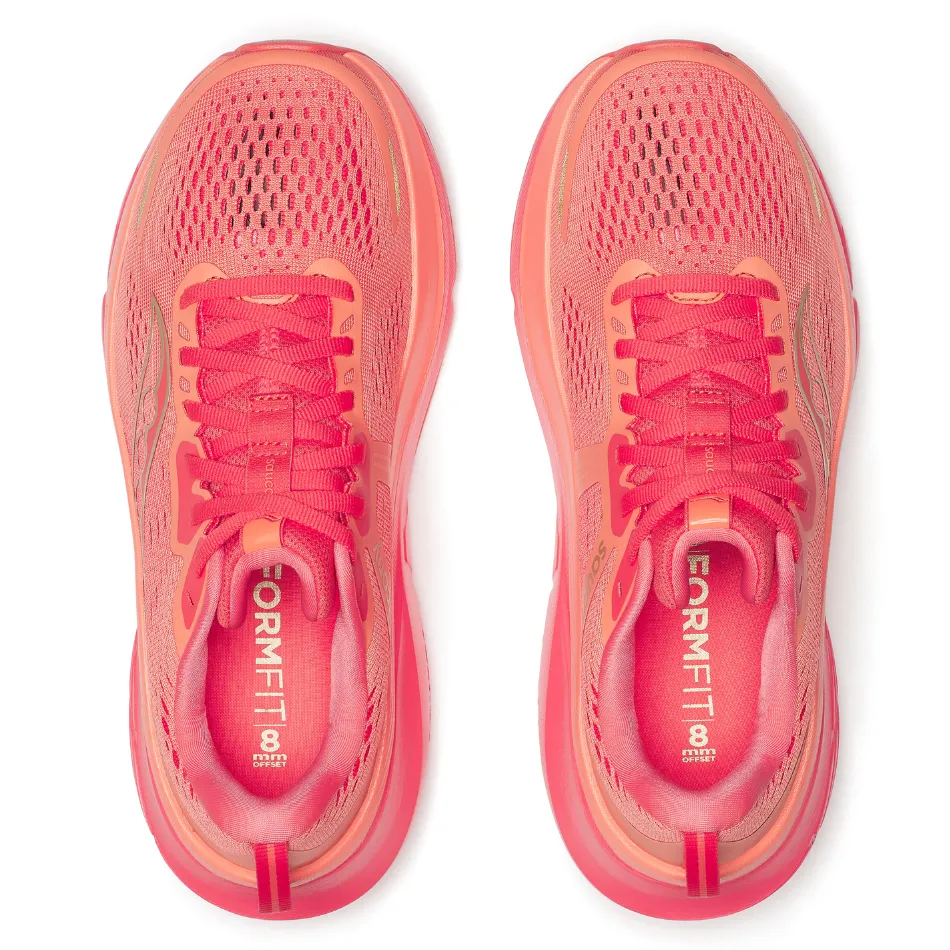 Saucony Women's Guide 18 Running Shoes in Salmon/Coral AW25 Gradient Density Breathable TPU Cage