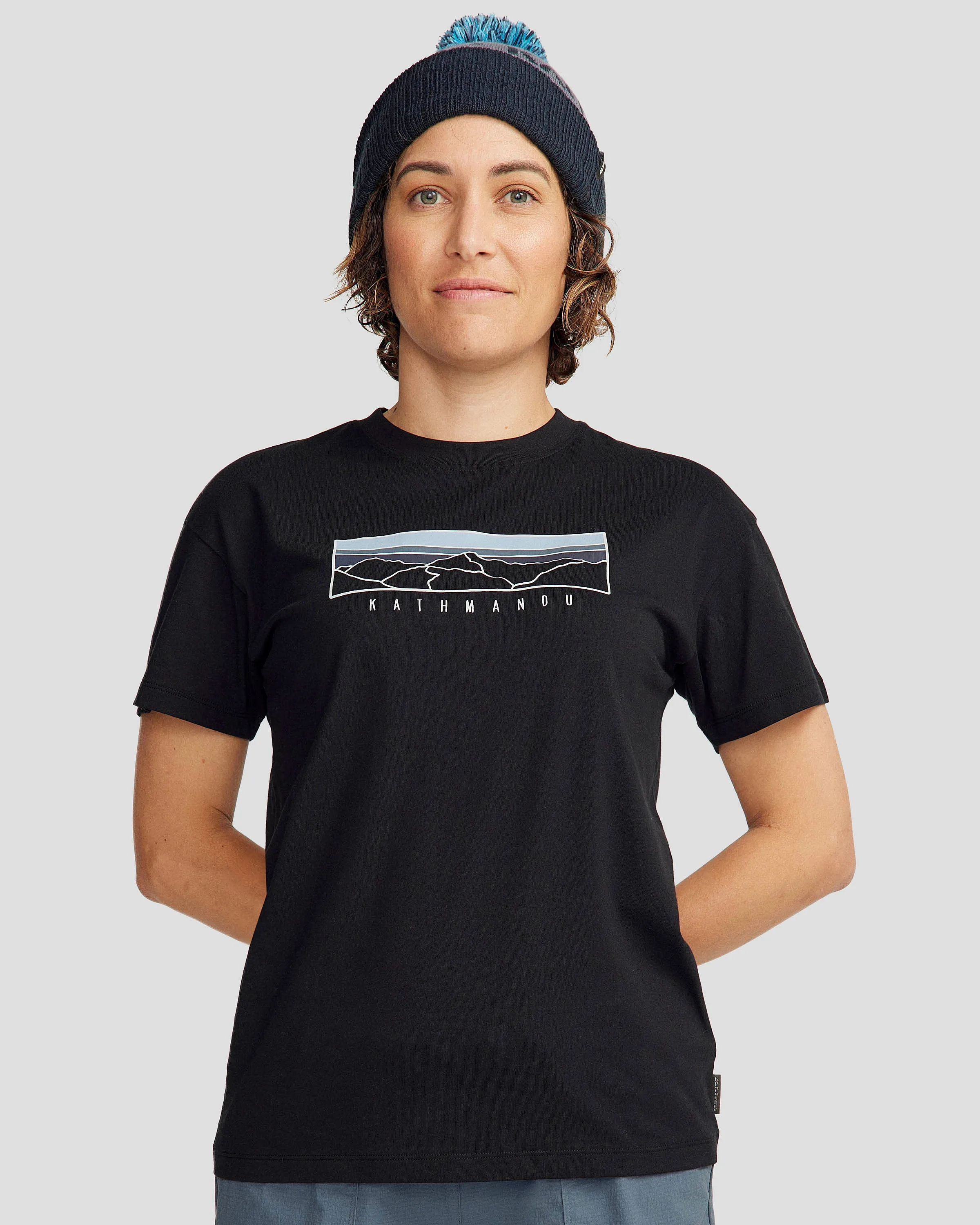 Cozy And Stylish Women's Mountain Sunset Organic Cotton T-shirt - Black Stingray