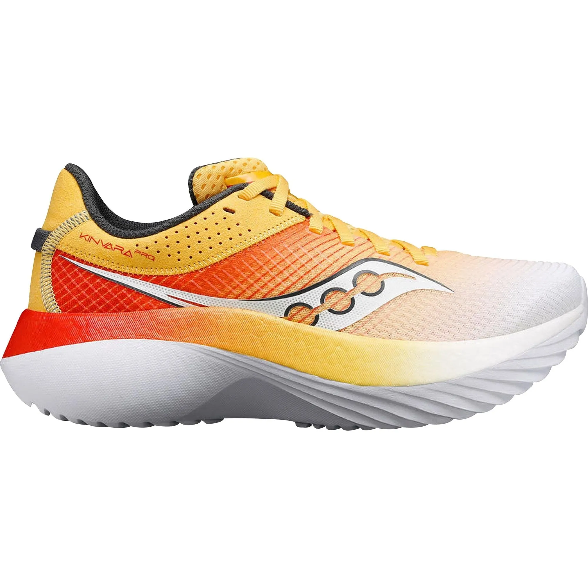 Saucony Kinvara Pro Womens Running Shoes - Yellow symmetrical shoes running in a community park shoes
