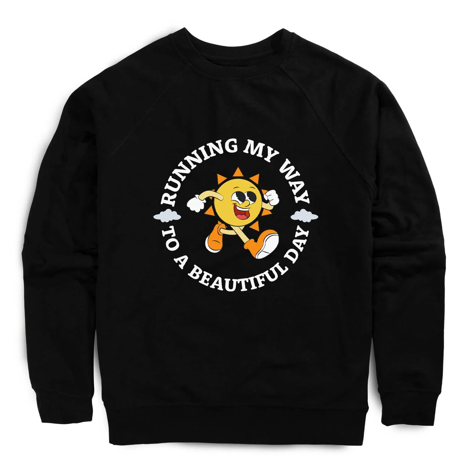 Running Raglan Crew Neck Sweatshirt - Running My Way to a Beautiful Day Durable Reinforced Edges