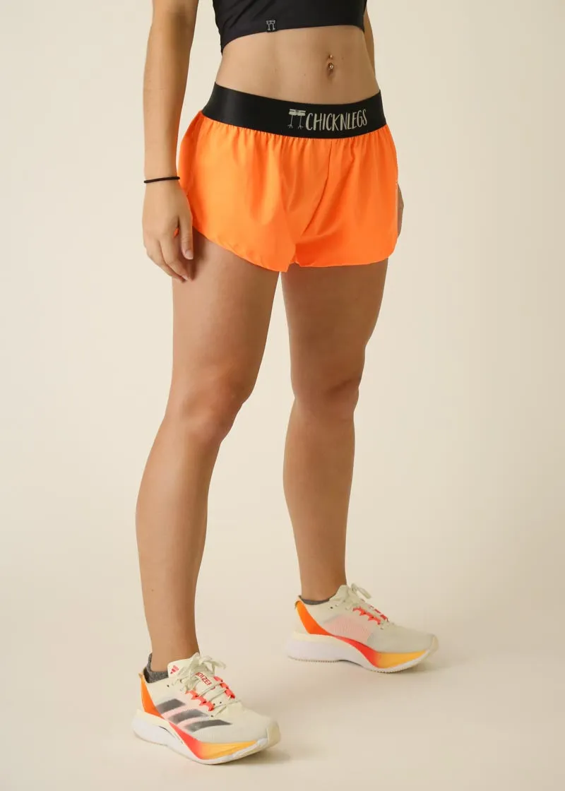 soccer shorts Compression Fit Women's Neon orange 1.5" Split Shorts
